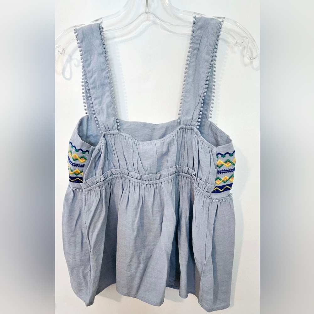 Blu Pepper Sky Blue Elastic Tank Top Women’s Embroidery Size Large - Picture 8 of 12